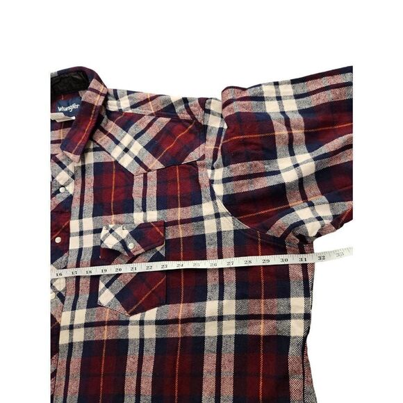 Wrangler pearl snap heavyweight double pocket mens 4X BIG plaid shirt - Picture 4 of 8